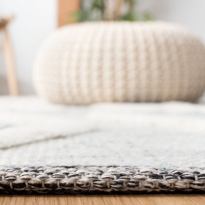 Blue and Ivory Hand-Knotted Wool Rectangular Area Rug