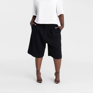 KBB by KAHLANA Women's Mid-Rise 'The Bermuda Shorts' - Black - 1 of 3