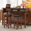 Tangkula Upholstered Bar Stool Set of 4 25" Counter Height Bar Chairs w/ Padded Cushion Black & Walnut - 4 of 4