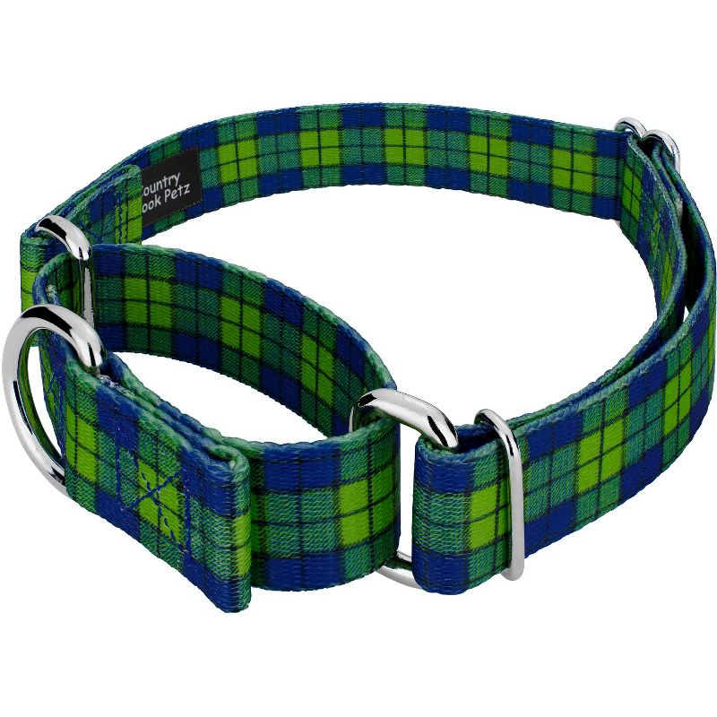 Country Brook Petz Blue and Green Plaid Martingale Dog Collar, 4 of 7