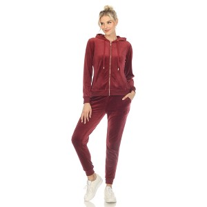 Women's 2 Piece Velour Tracksuit Set - White Mark - 1 of 4