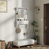 Vynxaria Floating Makeup Vanity with Big Mirror, Wall-Mounted Storage Vanity with Drawers, Pockets & Hooks, Space-Saving - 2 of 4
