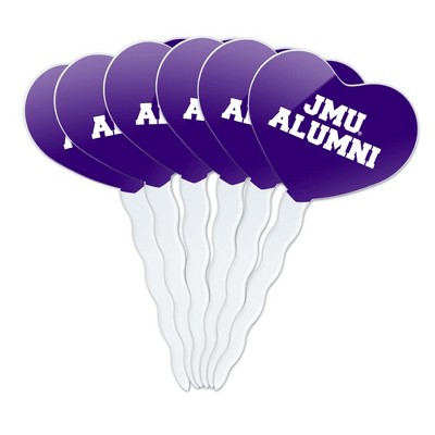 James Madison University Alumni Heart Love Cupcake Picks Toppers Decoration Set of 6