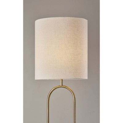 Arcadian Antique Brass Arc Floor Lamp with Off-White Shade