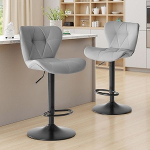 TUYOHW Adjustable Height Faux Leather Bar Stools Set of 2,Swivel Bar Chair with Backrest&Footstool,Counter Height Chairs for Kitchen,Office,Bar - 1 of 4