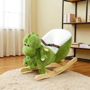 Mshliw Plush Baby Dinosaur Rocking Horse Ride-On Toy with 32 Songs, Safety Belt, Hand Puppet, Footrest, Soft Seat for 18–36 Months, Halloween gift - 1 of 4