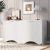 U-Style Four-Door Cabinet with Vertical Stripes and Wavy Design, Perfect for Hallways, Entryways, and Living Rooms - 2 of 4