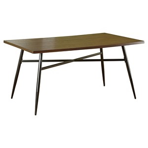 Milo Rectangular Wood with Metal Frame Dining Table Black/Espresso Brown - Buylateral: Scandinavian Style, Seats 6, Trestle Base - 1 of 4