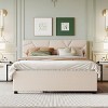 Streamdale Queen Size Upholstered Platform Bed With Brick Pattern Headboard And Twin XL Size Trundle - 2 of 4