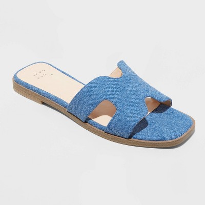 Women's Nina Slide Sandals - A New Day™ Blue Denim 6.5 : Target