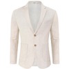Men's Casual Blazer Linen Sport Coat Two Button Lightweight Jackets Business Daily Suit Cream - 2 of 4