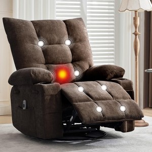 Swivel Rocker Recliner Chair with Heat and Massage,360 Degree Swivel Rocking Single Sofa with Cup Holders - 1 of 4