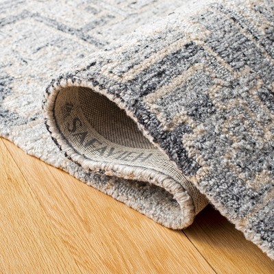 Handmade Ivory and Black Wool Abstract Accent Rug, 2' x 3'