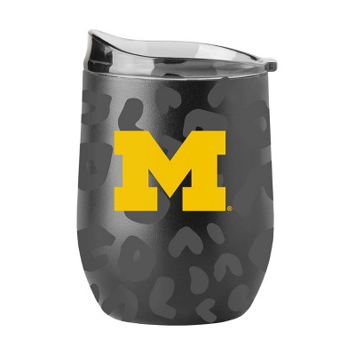 NCAA Michigan Wolverines 16oz Black Leopard Stainless Steel Wine Tumbler