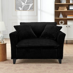GDFStudio Taylor 46.5"W Corduroy Single Sofa Chair with Pillows, Black - 1 of 4