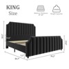 GOCAPTAIN Velvet Bed Frame, Vertical Channel Tufted Headboard and Footboard with Nailhead Trim, Upholstered Platform Bed, Strong Wooden Slats - 2 of 4