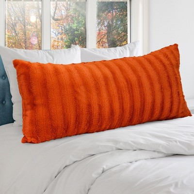 Rust Faux Fur 18" x 40" Decorative Body Pillow