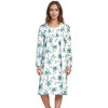 YafeMarte Women’s Long Sleeve Soft Flannel Nightgown with Floral Design - 2 of 4