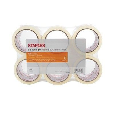 Staples Lightweight Moving & Storage PKing Tape 2.83" x 54.6 Yds Clear 6/RL 425576