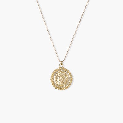 sanctuaire Round Rosette Medallion Coin Necklace Gold