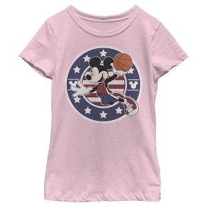 Girl's Disney Mickey Mouse Basketball Dunk T-Shirt - 1 of 4