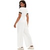 ATHLECHIC Women's 2 Piece Sets Short Sleeve Crew Neck Long Wide Leg with Pockets Pants - 4 of 4