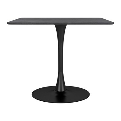 Black Square Wood and Metal Pedestal Dining Table