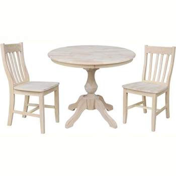 International Concepts 36 inches Round Top Pedestal Table - With 2 Cafe Chairs