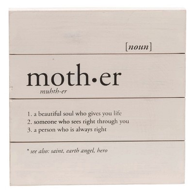Transpac Wood 9.88 in. Off-White Spring Definition of Mother Block Decor