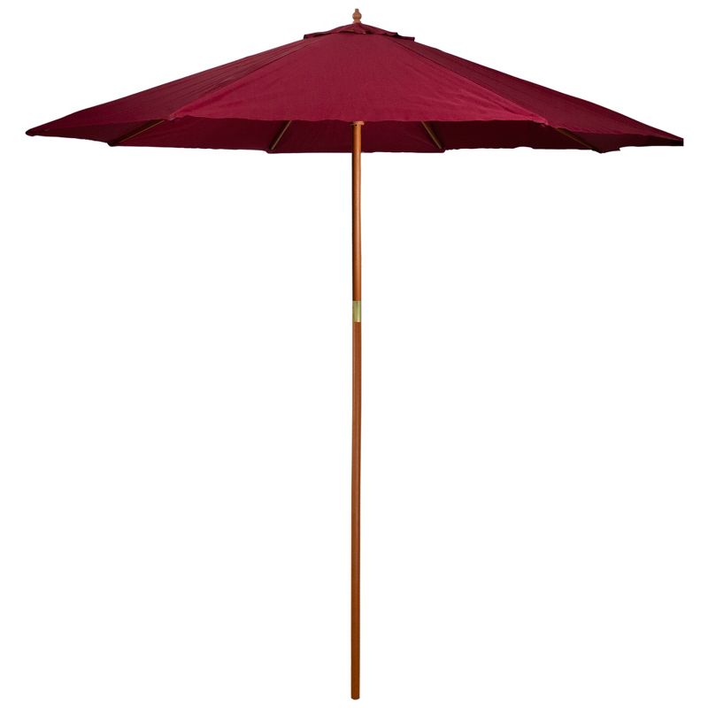 Northlight 8.5ft Outdoor Patio Market Umbrella with Wooden Pole, Burgundy, 1 of 5