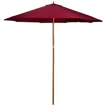 Northlight 8.5ft Outdoor Patio Market Umbrella with Wooden Pole, Burgundy