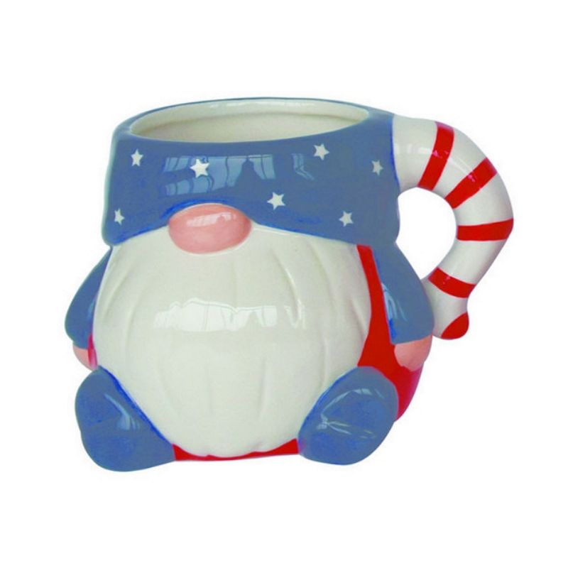 Transpac Patriotic American Uncle Sam Gnome 4th of July Ceramic Mug Set of 4, Dishwasher Safe, 2 of 6