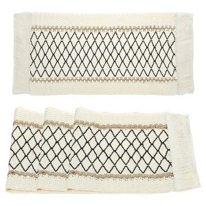 Unique Bargains Cotton Woven Wedding Kitchen Absorbent Coasters with Tassels - 1 of 4