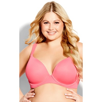 Curvy Couture Plus Cotton Luxe Unlined Wire Free Bra Blushing Rose 46DD