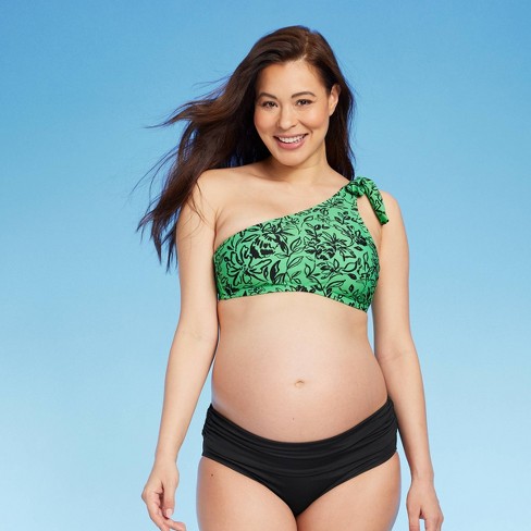 Asymmetrical Bikini Maternity Top - Isabel Maternity By Ingrid & Isabel™  Green/black Floral M : Target