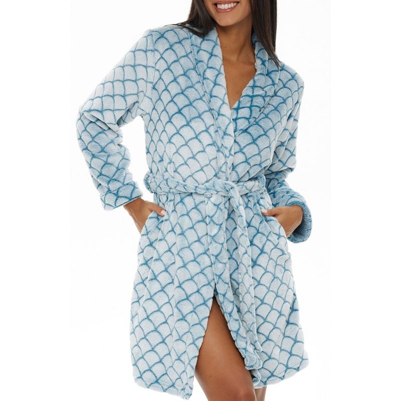 Women's Warm Soft Plush Fleece Bathrobe, Knee Length Robe, 1 of 6