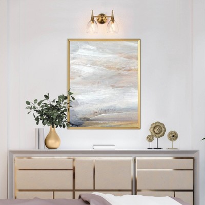 LNC Cymerlarity 13.5" 2-Light Polished Gold LED Vanity Light Bar: ETL Listed, Glass Shades, Metal Body