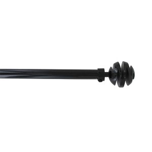 Evideco French Home Goods Adjustable Single Curtain Rod 50"-82" with Spiral Finials and Brackets, Available in Taupe, Gray, or Black - 1 of 4
