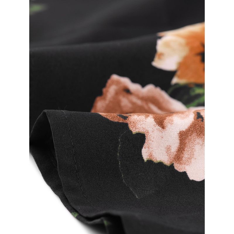 Agnes Orinda Women's Plus Size Casual Floral Tie Waist Short Sleeve Knee Length Shirt Dresses, 5 of 7