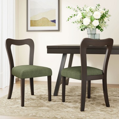 Upholstered Dining Chair Set of 2 Modern Contemporary with Rubberwood Frame & Open Back for Dining Room Kitchen-Baofuwish