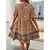 Womens Summer Dress Color Block Floral Print V Neck Midi Dress - 2 of 4