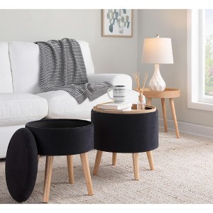 CAVINAS Round Polyester Storage Ottoman Bench with Removable Lids and Matching Stool,Storage Benches for Living Room,Bedroom - 1 of 4