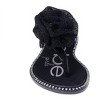 bebe Girl's T-strap Flat Sandals with Pearl, Flower, and Rhinestone Details - Sandals for Little Kid/Big Kid - 4 of 4