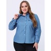 Agnes Orinda Women's Plus Size Work Stripe Long Sleeve Chambray Button Down Shirts - 2 of 4