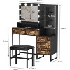 Large Makeup Vanity and Stool, Vanity Desk with Mirror and Lights, Makeup Table with Charging Station, Vanity Table with Drawers and LED Bulbs, Black - 4 of 4