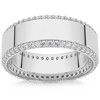 Pompeii3 1Ct Lab Created Diamond Ring Mens Textured Wedding 8mm Band White or Yellow Gold - 2 of 4