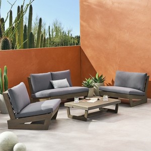 Christopher Knight Home Emma Outdoor Acacia Wood 4 Seater Chat Set with Cushion - 1 of 4