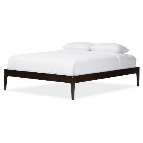 Bentley Mid Century Modern Solid Wood Bed Frame Queen Cappuccino Dark Brown Baxton Studio Target