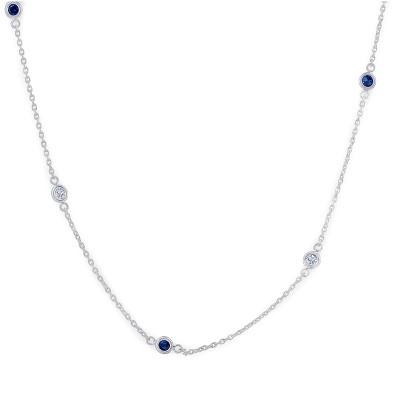 Pompeii3 1/2 Ct tdw Blue Sapphire & Diamond By The Inch 18" Necklace IGI Certified