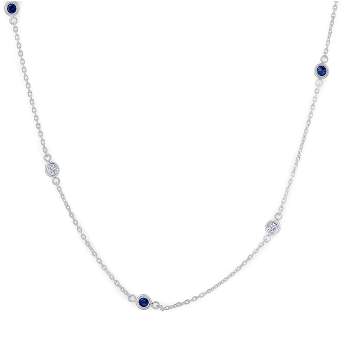 Pompeii3 1/2 Ct tw Genuine Blue Sapphire & Diamond By The Inch 18" Necklace